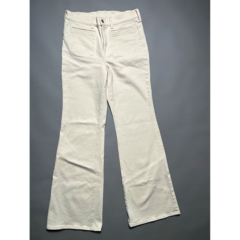 J.CREW Women's White Light Wash Flare Jeans High Rise Stretch Tall Pockets